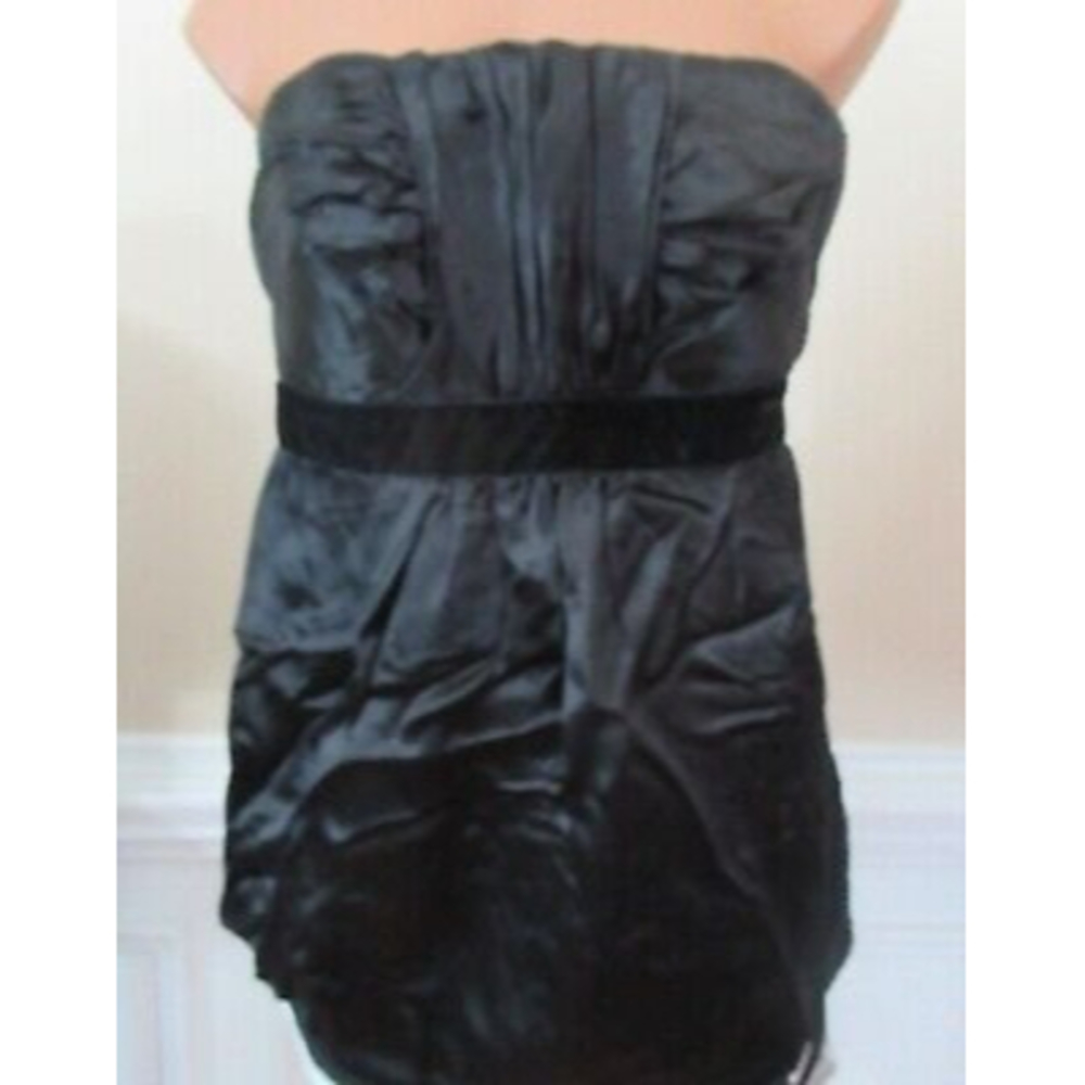 Banana Republic black silk blend strapless blouse halter women's top sz 2 NWT
